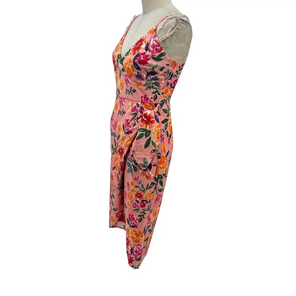 Lovers + Friends Orchid Dress Sunset Floral Print Wrap Pink Size Small - Picture 7 of 16
